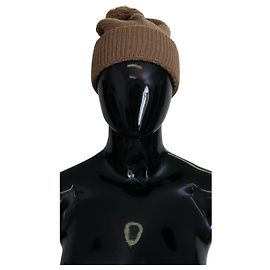 Dolce & Gabbana Brown Solid Knitted Fur Ball Winter Beanie Hat Brown