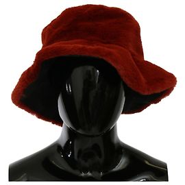 Dolce & Gabbana Sombrero de cubo de ala ancha de piel Burdeos Rojo Roja