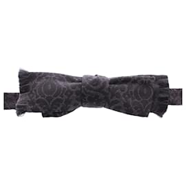 Dolce & Gabbana-Gray Black Wool Bow Tie-Brown