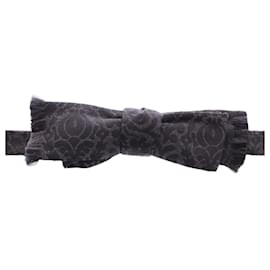 Dolce & Gabbana-Gray Black Wool Bow Tie-Brown