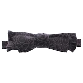 Dolce & Gabbana-Gray Black Wool Silk Bow Tie-Black