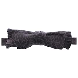 Dolce & Gabbana-Gray Black Wool Silk Bow Tie-Black