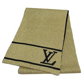 Cachecol de lã com glitter Louis Vuitton Preto Dourado