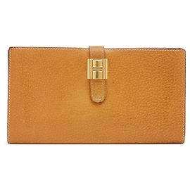 Hermès Kelly Cadenas Wallet 1995s Natural Leather Bearn Wallet Caramel