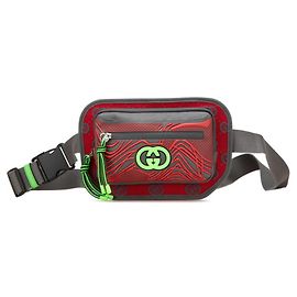 Bolsa de cintura em nylon GG da Gucci Marrom Vermelho