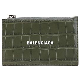 Tarjetero de cuero caqui Balenciaga Caqui