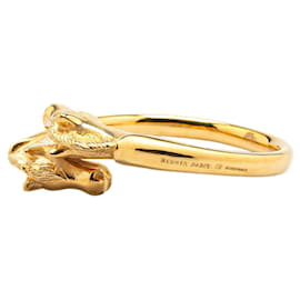 Hermès-Hermes Cheval Horse Double Head Bangle-Golden