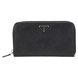 Prada-Prada Triangle Logo Plate Long Wallet-Black