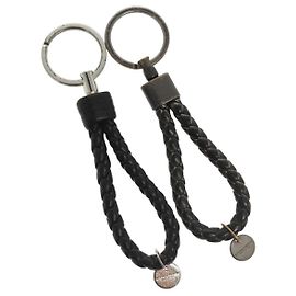 Autre Marque BOTTEGA VENETA INTRECCIATO Key Holder Leather Black Auth 133509 Black