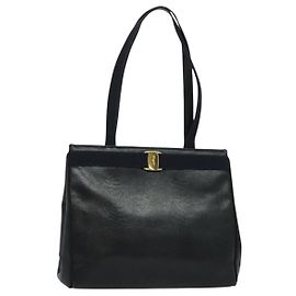Borsa Tote Salvatore Ferragamo in pelle embossata blu navy e oro Auth BA4645 D'oro Blu navy