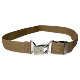Vintage Gucci Canvas Gürtel beige Silber Beige