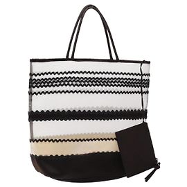 Borsa Tote Miu Miu Rete Bianco Marrone Auth ar13678 Marrone Bianco