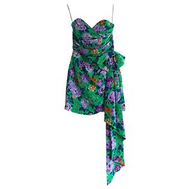 Robe Mini en Soie à Imprimé Floral Alessandra Rich Vert