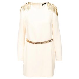 Versace Embellished Mini Dress Eggshell