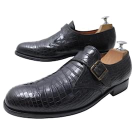 JM Weston-JM WESTON DERBY FLORE CROCO 531 BUCKLE LOAFERS 8D 42 SHOES-Black