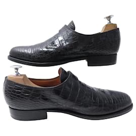 JM Weston-JM WESTON DERBY FLORE CROCO 531 BUCKLE LOAFERS 8D 42 SHOES-Black