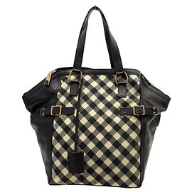 BOLSA YVES SAINT LAURENT DOWNTOWN 172460 EM COURO E TECIDO VICHY Outro