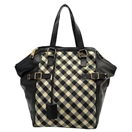 SAC A MAIN YVES SAINT LAURENT DOWNTOWN 172460 CUIR ET TOILE VICHY HANDBAG Autre