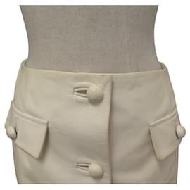 Christian Dior-CHRISTIAN DIOR MIDI SKIRT 2E5J87AL118 CREAM LEATHER S 36-Cream