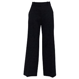 Calça reta de cintura alta Chloé em lã azul marinho Azul Azul marinho