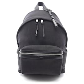 Yves Saint Laurent Sac à dos mini City en toile et cuir Saint Laurent Noir