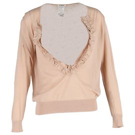 Pull à volants Chloé en soie rose pastel Autre