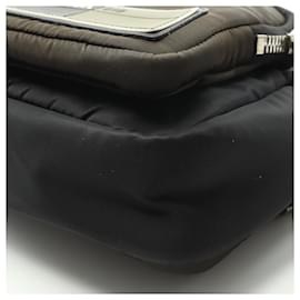 Prada-Prada Nylon Leather Clutch Bag-Black