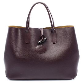 Bolsa Tote de Couro Roseau da Longchamp Roxo