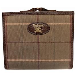 Burberry-Burberry Check Canvas Leather Bifold Wallet-Brown