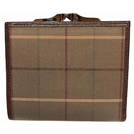 Burberry-Burberry Check Canvas Leather Bifold Wallet-Brown