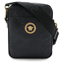 Versace-Bolsa transversal de couro Barocco da Versace-Azul