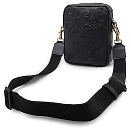 Versace-Bolsa transversal de couro Barocco da Versace-Azul