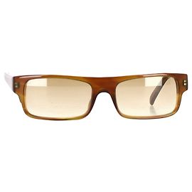 Occhiali da sole rettangolari Prada in acetato marrone Marrone Rosso