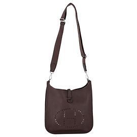 Bolsa transversal Hermès Evelyn III PM em couro Clemence marrom Vermelho Bordeaux