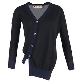 Marni asymmetrische Strickjacke aus schwarzer Wolle Schwarz