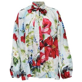 Blusa con lazo de seda multicolor con estampado floral de Dolce & Gabbana Multicolor