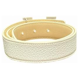 Hermès-Hermes H Faubourg Leather Belt-White