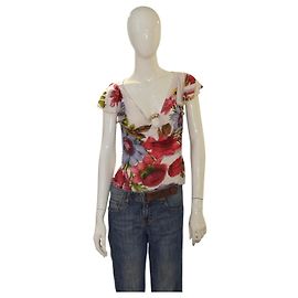 Blusa estampada floral com mangas curtas Class Roberto Cavalli – Tamanho IT 44 (US 10 / FR 38) Multicor