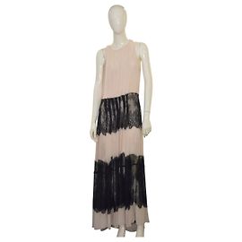 Robe Maxi Plissée Philosophy di Lorenzo Serafini avec Inserts en Dentelle – Taille IT 44 Rose