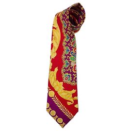 Gianni Versace cravatta barocca rossa e viola fall-winter 1992-93 Rosso Multicolore