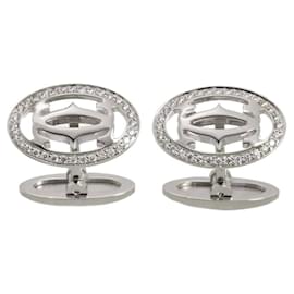 Cartier-Abotoaduras Double C de diamante Cartier em ouro branco 18K-Outro