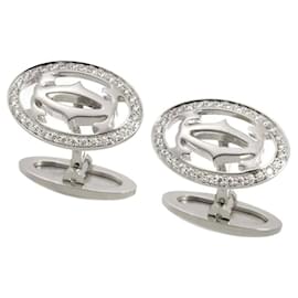 Cartier-Abotoaduras Double C de diamante Cartier em ouro branco 18K-Outro