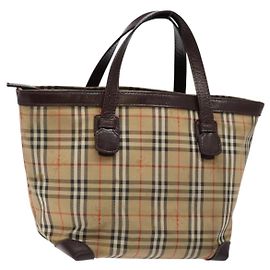Autre Marque Burberrys Nova Check Handtasche aus Canvas Beige Silber Authentisch BA4286 Silber Beige