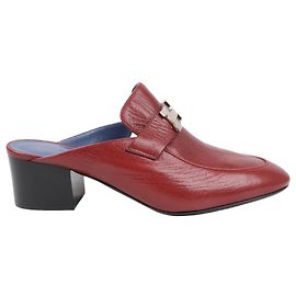 Hermès Hermes Paradis Leather Mule Constance in Burgundy, Size 37.5 EU Dark red