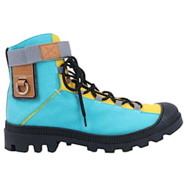 Loewe-LOEWE Anagram 20SS Canvas & Leather Short Boots 44 EU in Multicolor-Multiple colors