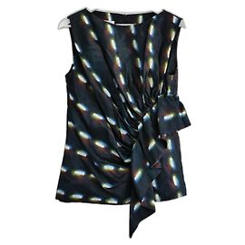 Blusa impressa com babados laterais Dries Van Noten x Len Lye Preto