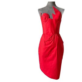 Vestido Thierry Mugler Rojo de Algodón con Corsé Roja