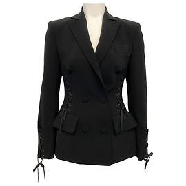 Moschino Couture Black Lace Up Jacket Black