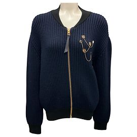 Loewe Navy / Black Zipped Wool Bomber Jacket Navy blue