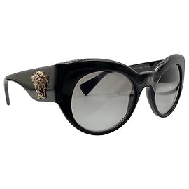 Versace Black / Silver Medusa Logo Cat Eye Sunglasses 4297 Black